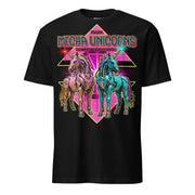 Winterpink T-Shirt Magical Mecha Unicorns – Zwei futuristische Mecha-Einhörner im 70er Disco-Look, Magie trifft Technologie
