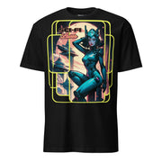 Winterpink T-Shirt Sci-Fi Lover (No. 1 ) – retro-futuristische Heldin im Space-Suit, Raumstationen im Hintergrund, inspiriert von Vintage Sci-Fi Pulps