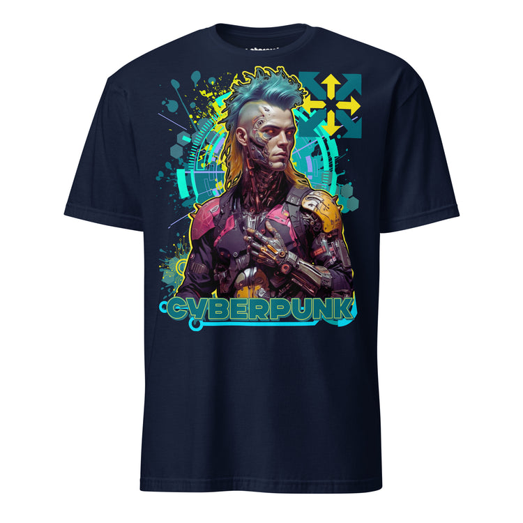 Winterpink T-Shirt Cyberpunk Sentinel – Data Stream Edition mit Cyborg, Implantaten und digitaler Aura
