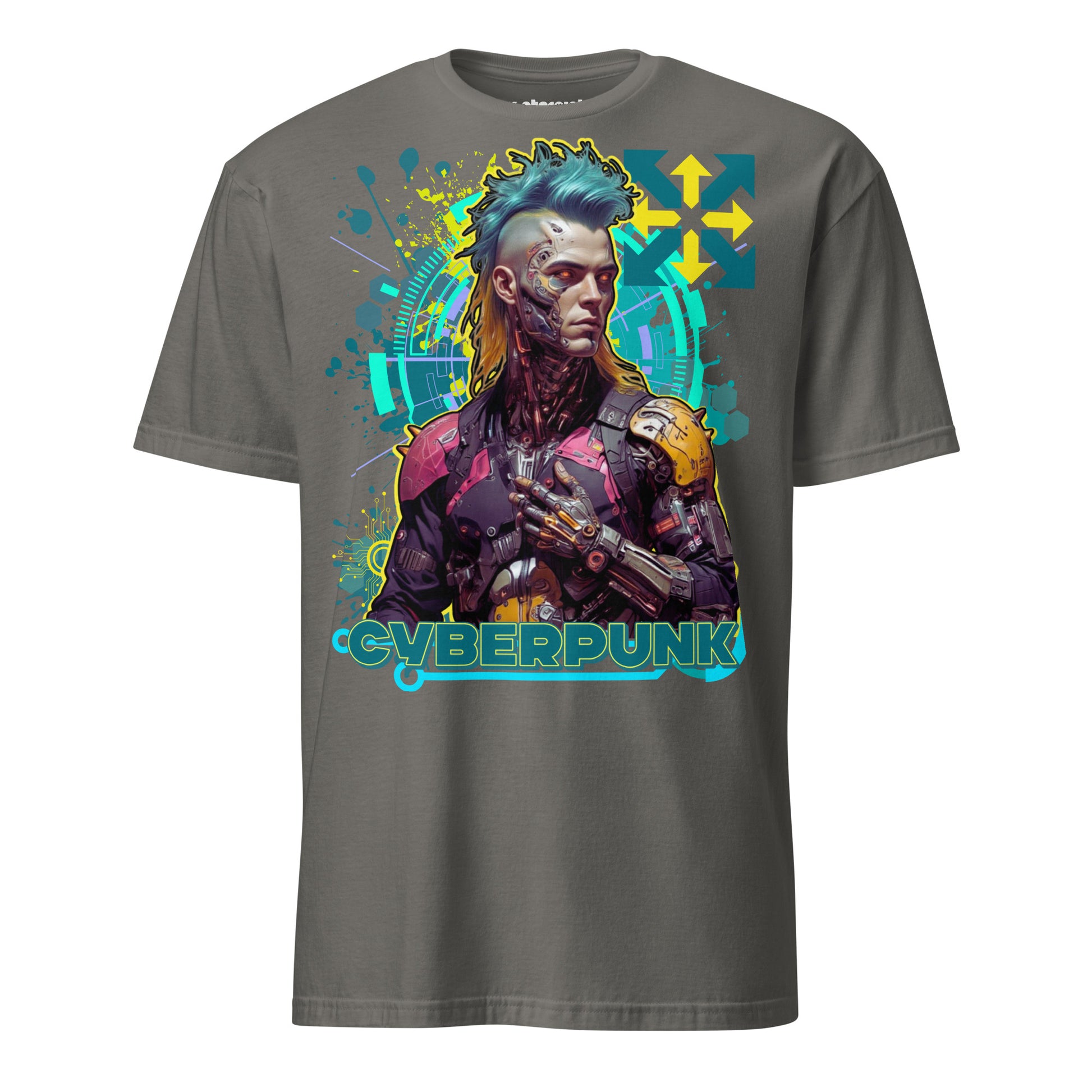 Winterpink T-Shirt Cyberpunk Sentinel – Data Stream Edition mit Cyborg, Implantaten und digitaler Aura
