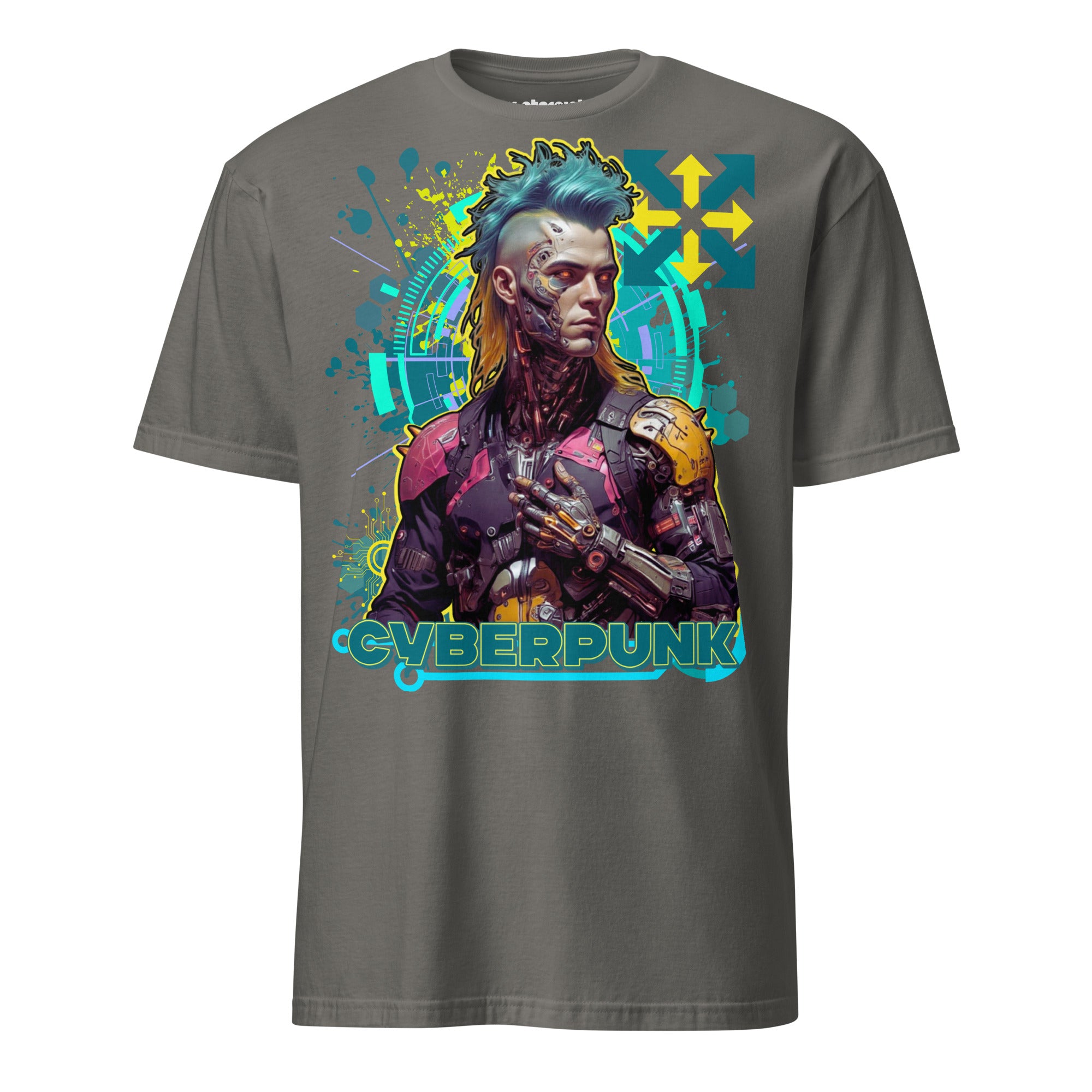 Winterpink T-Shirt Cyberpunk Sentinel – Data Stream Edition mit Cyborg, Implantaten und digitaler Aura