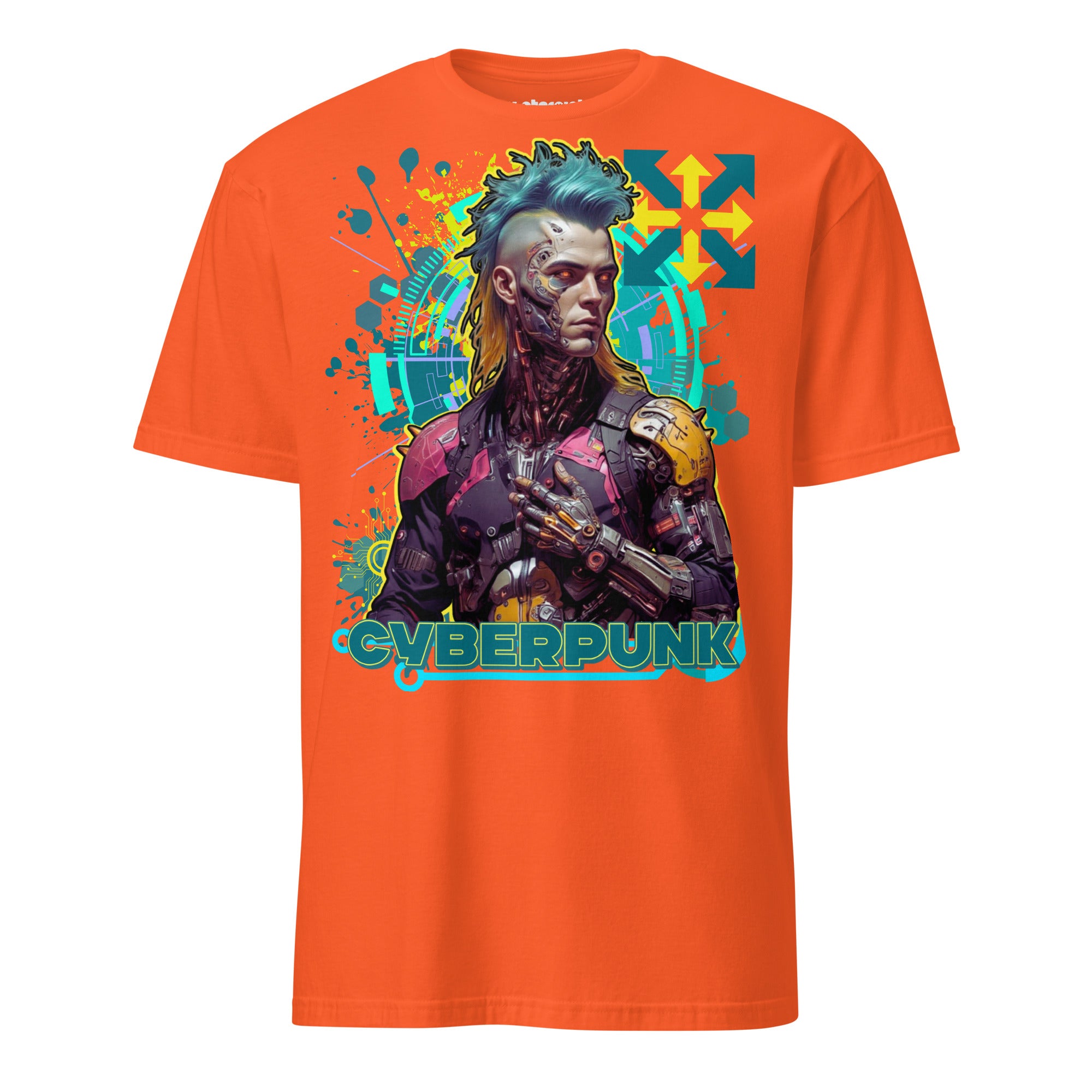 Winterpink T-Shirt Cyberpunk Sentinel – Data Stream Edition mit Cyborg, Implantaten und digitaler Aura