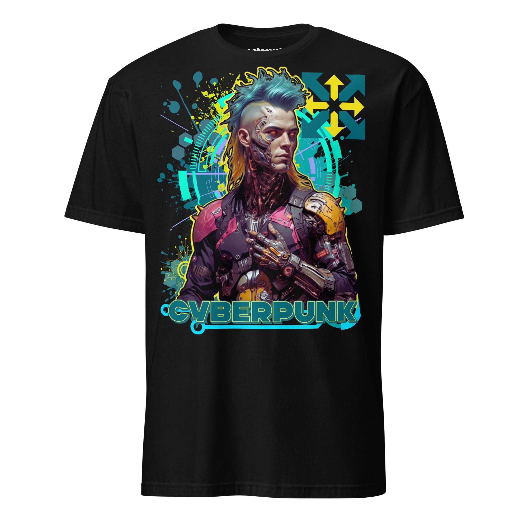 Winterpink T-Shirt Cyberpunk Sentinel – Data Stream Edition mit Cyborg, Implantaten und digitaler Aura