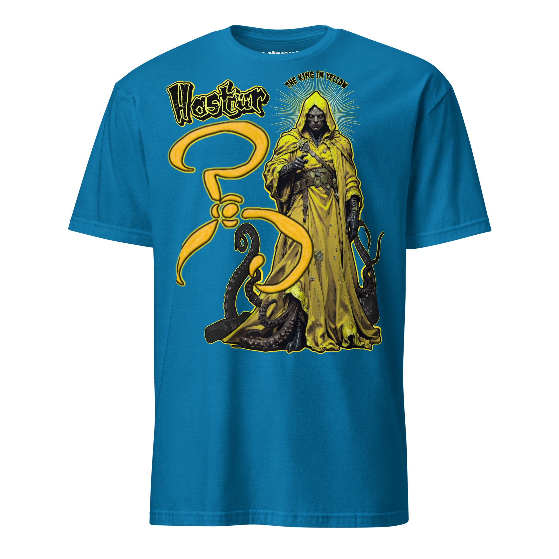 Winterpink T-Shirt mit Hastur, dem König in Gelb, Tentakeln und Symbol, inspiriert von Cosmic Horror und okkulten Mythen