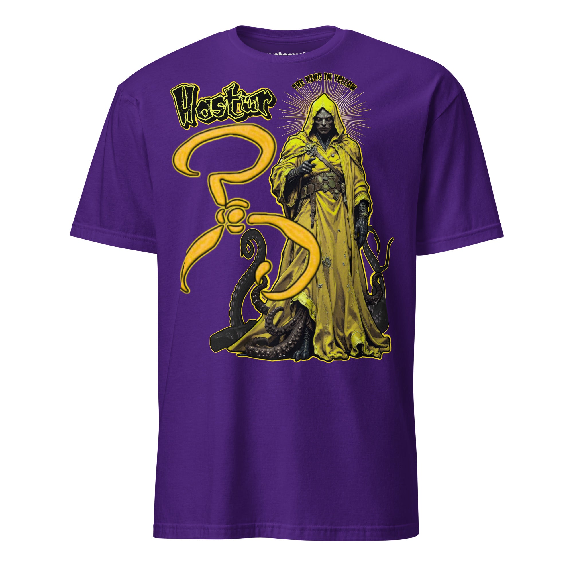 Winterpink T-Shirt mit Hastur, dem König in Gelb, Tentakeln und Symbol, inspiriert von Cosmic Horror und okkulten Mythen