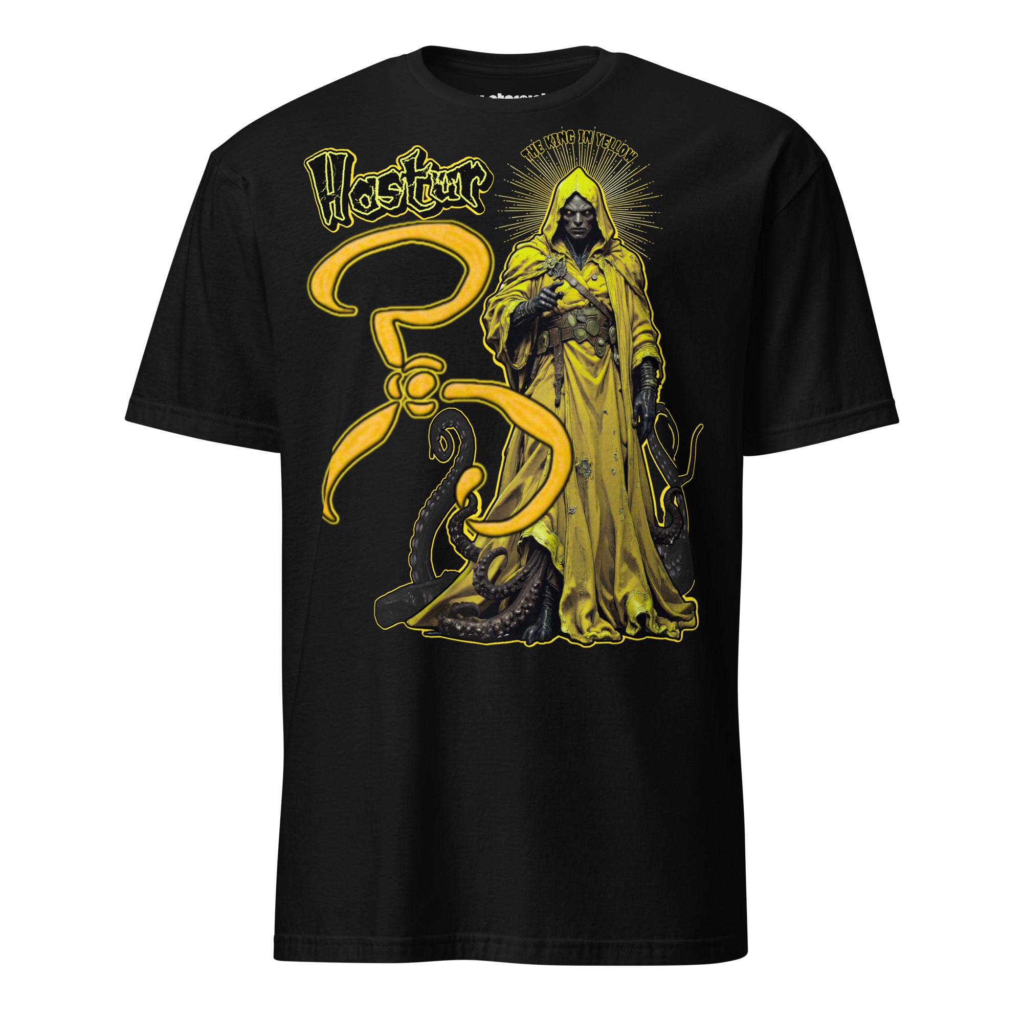 Winterpink T-Shirt mit Hastur, dem König in Gelb, Tentakeln und Symbol, inspiriert von Cosmic Horror und okkulten Mythen