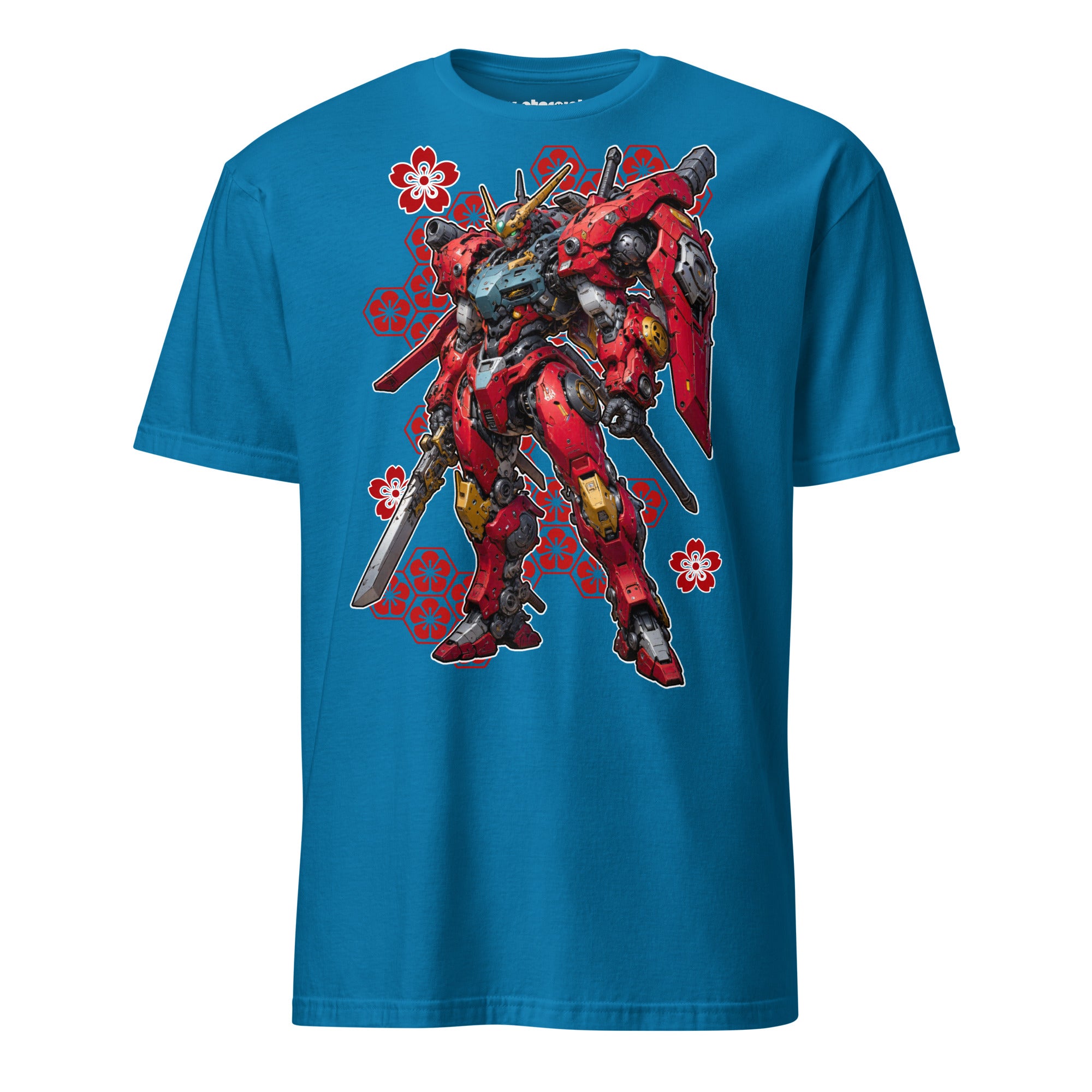 Winterpink T-Shirt Mecha Red – Crimson Sentinel Roboter als futuristischer Wächter in kräftigem Rot.