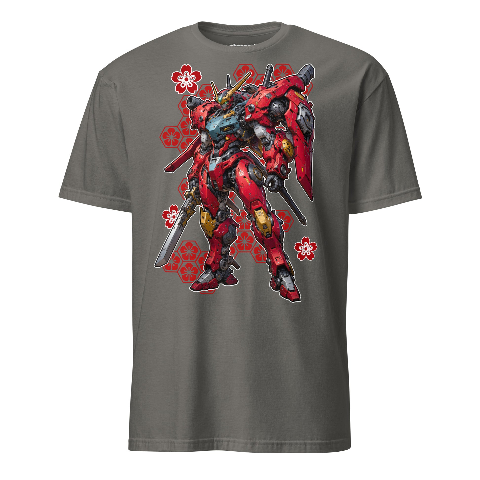 Winterpink T-Shirt Mecha Red – Crimson Sentinel Roboter als futuristischer Wächter in kräftigem Rot.