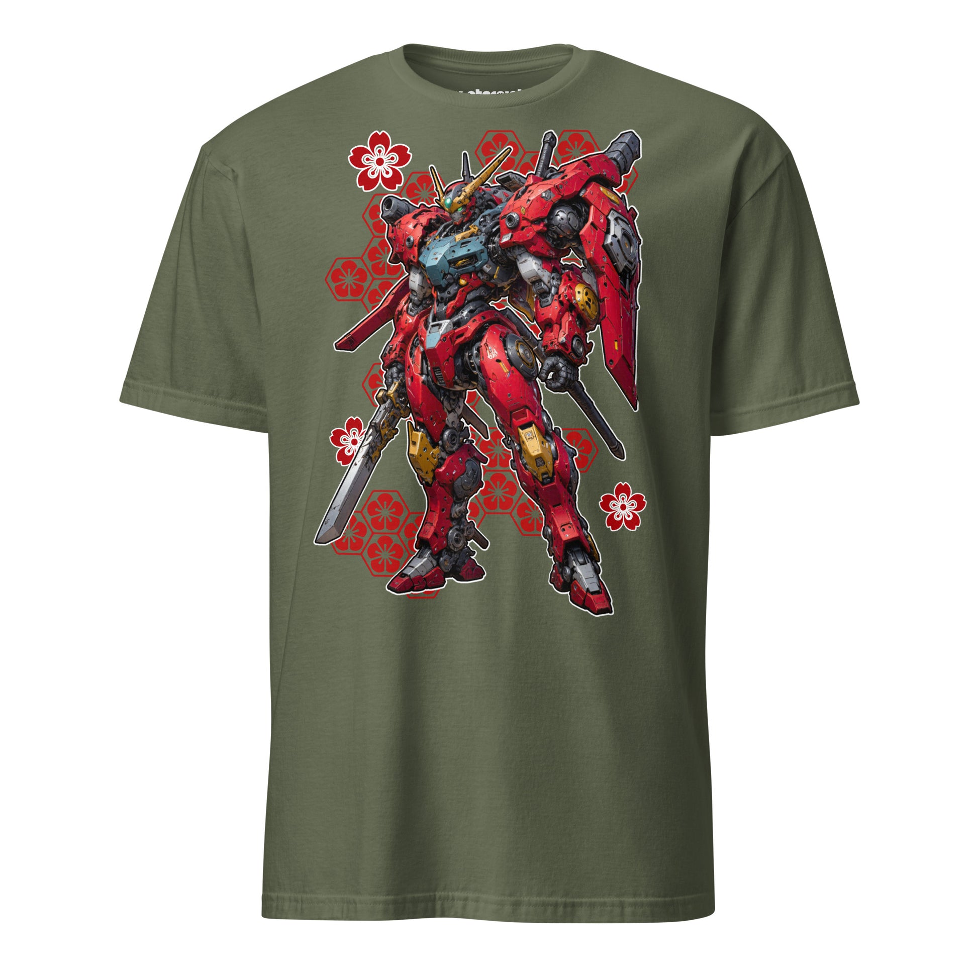 Winterpink T-Shirt Mecha Red – Crimson Sentinel Roboter als futuristischer Wächter in kräftigem Rot.
