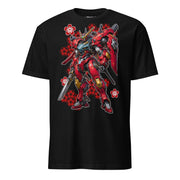 Winterpink T-Shirt Mecha Red – Crimson Sentinel Roboter als futuristischer Wächter in kräftigem Rot.
