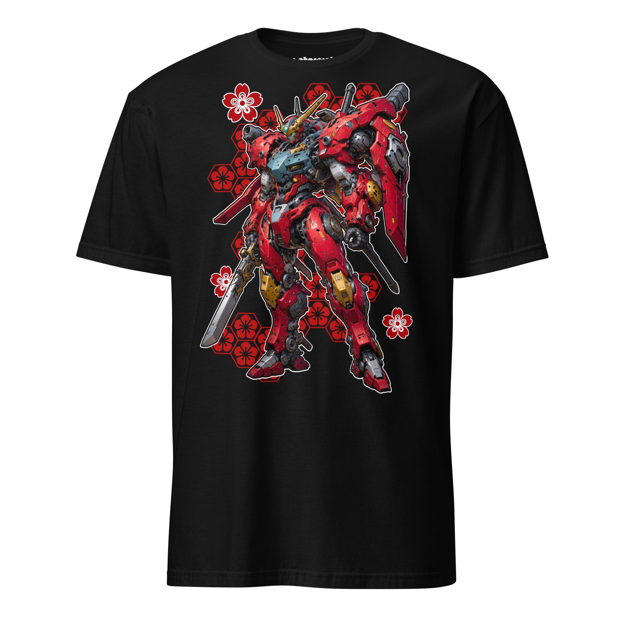 Winterpink T-Shirt Mecha Red – Crimson Sentinel Roboter als futuristischer Wächter in kräftigem Rot.