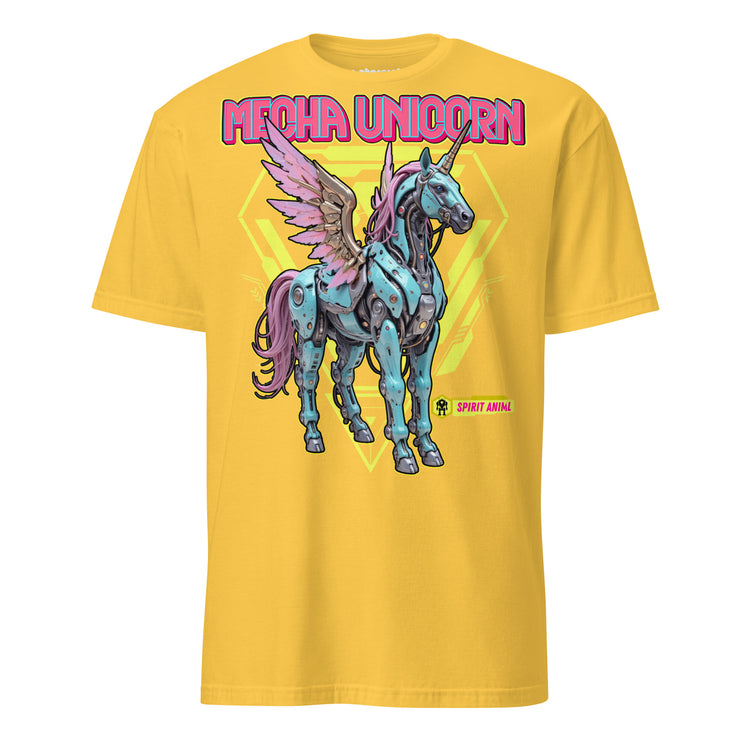 Winterpink T-Shirt „Mecha Unicorn“ – futuristisches Einhorn als Mecha-Spirit Animal, Mischung aus Magie, Fantasy und Cyberpunk-Style