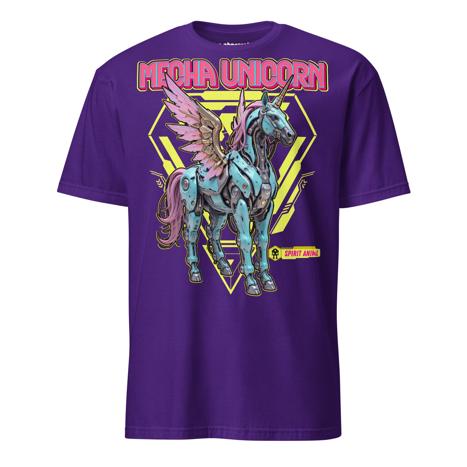 Winterpink T-Shirt „Mecha Unicorn“ – futuristisches Einhorn als Mecha-Spirit Animal, Mischung aus Magie, Fantasy und Cyberpunk-Style
