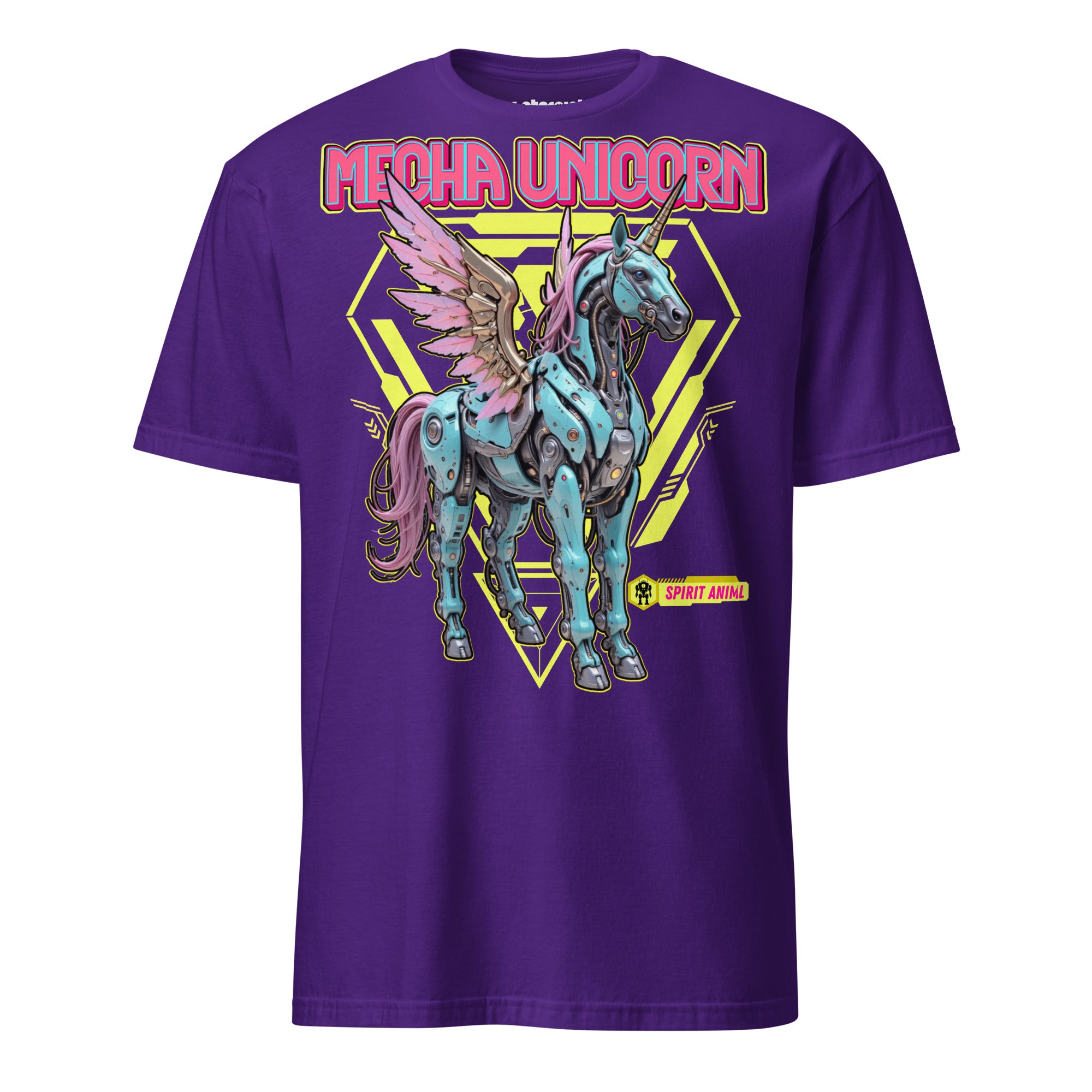 Winterpink T-Shirt „Mecha Unicorn“ – futuristisches Einhorn als Mecha-Spirit Animal, Mischung aus Magie, Fantasy und Cyberpunk-Style