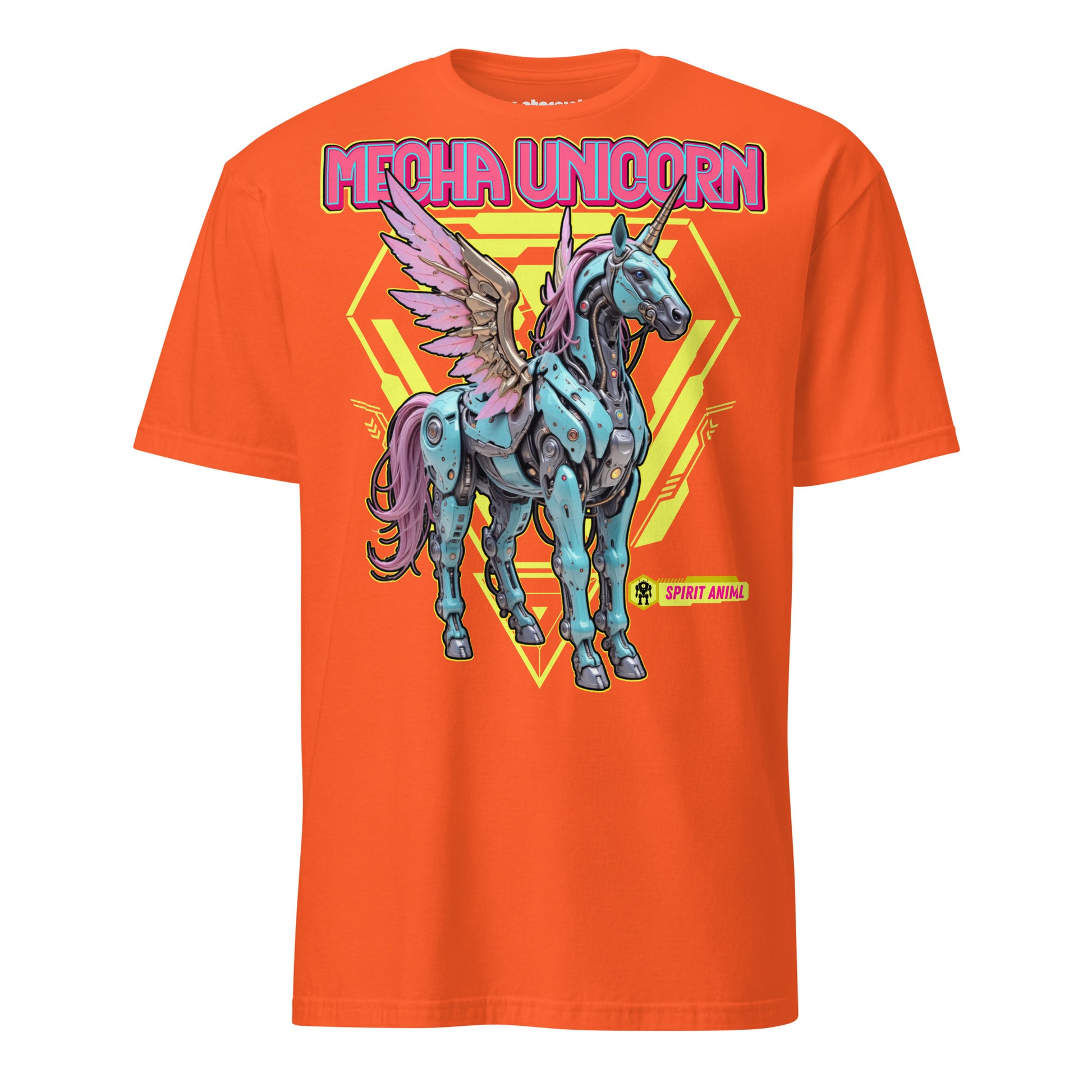 Winterpink T-Shirt „Mecha Unicorn“ – futuristisches Einhorn als Mecha-Spirit Animal, Mischung aus Magie, Fantasy und Cyberpunk-Style