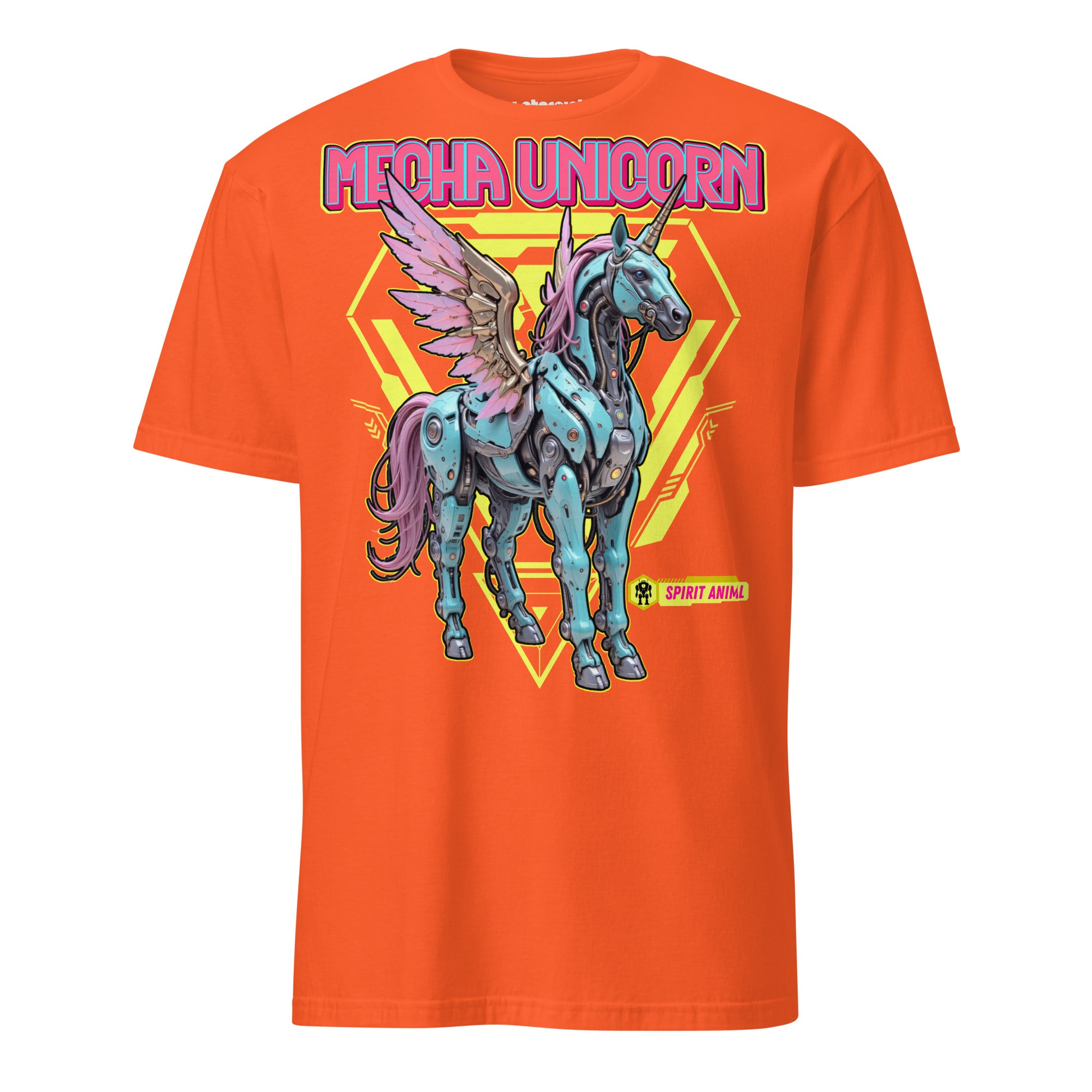 Winterpink T-Shirt „Mecha Unicorn“ – futuristisches Einhorn als Mecha-Spirit Animal, Mischung aus Magie, Fantasy und Cyberpunk-Style