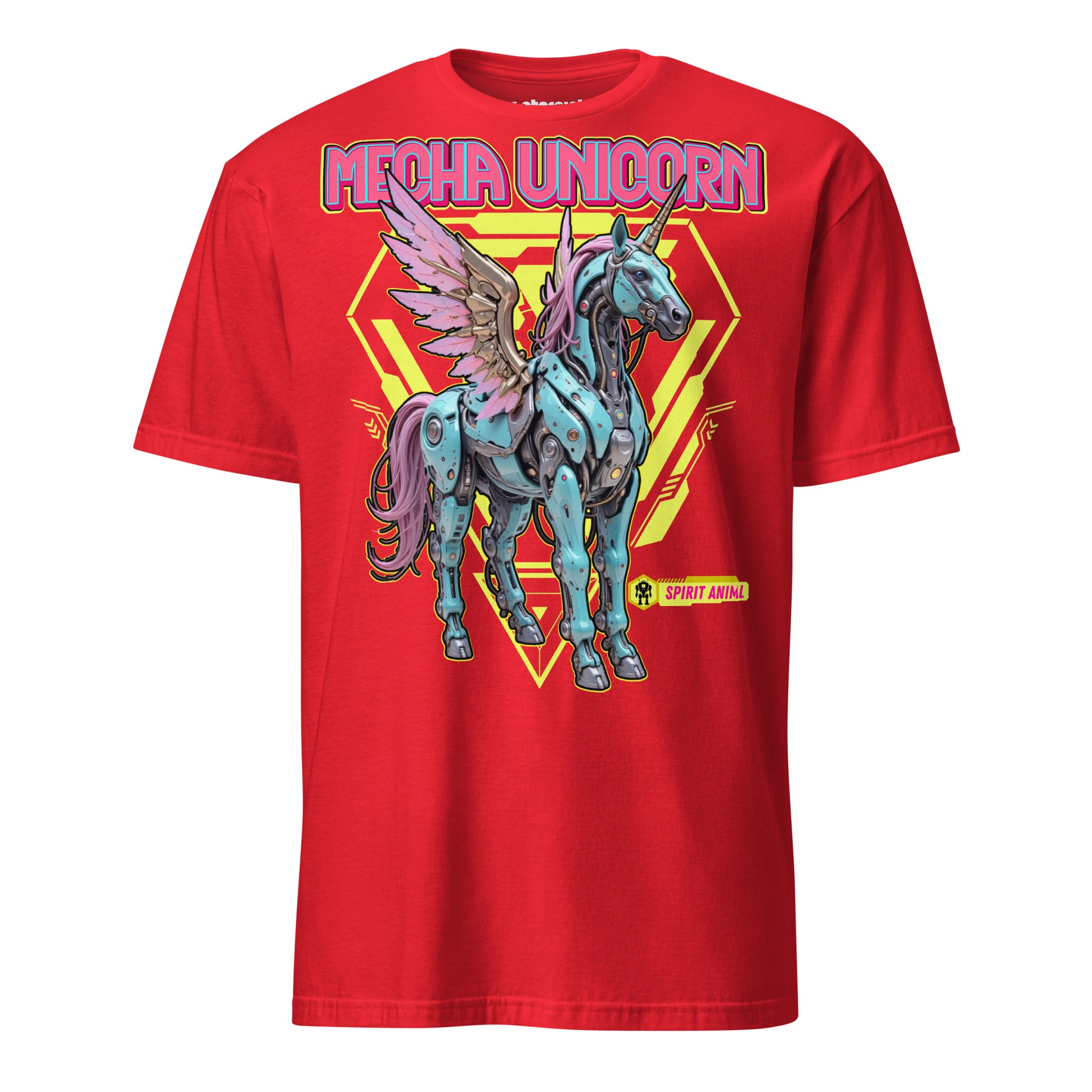 Winterpink T-Shirt „Mecha Unicorn“ – futuristisches Einhorn als Mecha-Spirit Animal, Mischung aus Magie, Fantasy und Cyberpunk-Style