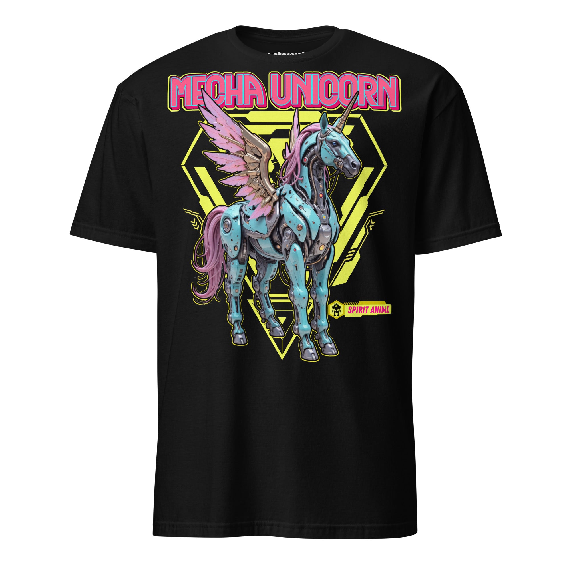 Winterpink T-Shirt „Mecha Unicorn“ – futuristisches Einhorn als Mecha-Spirit Animal, Mischung aus Magie, Fantasy und Cyberpunk-Style