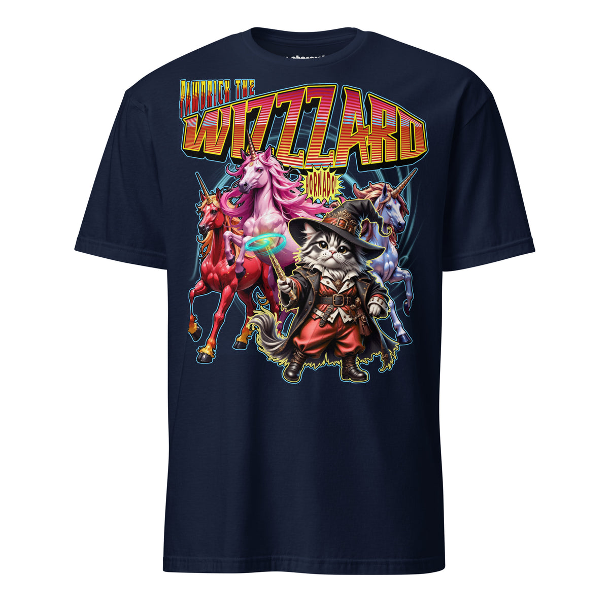  Pawdrick dem Zauberer, dessen „Hornado“ ein Rudel Einhörner herbeiruft statt eines Tornados. Entdecke das humorvolle Winterpink T-Shirt voller Magie, Vielfalt und Fantasie.