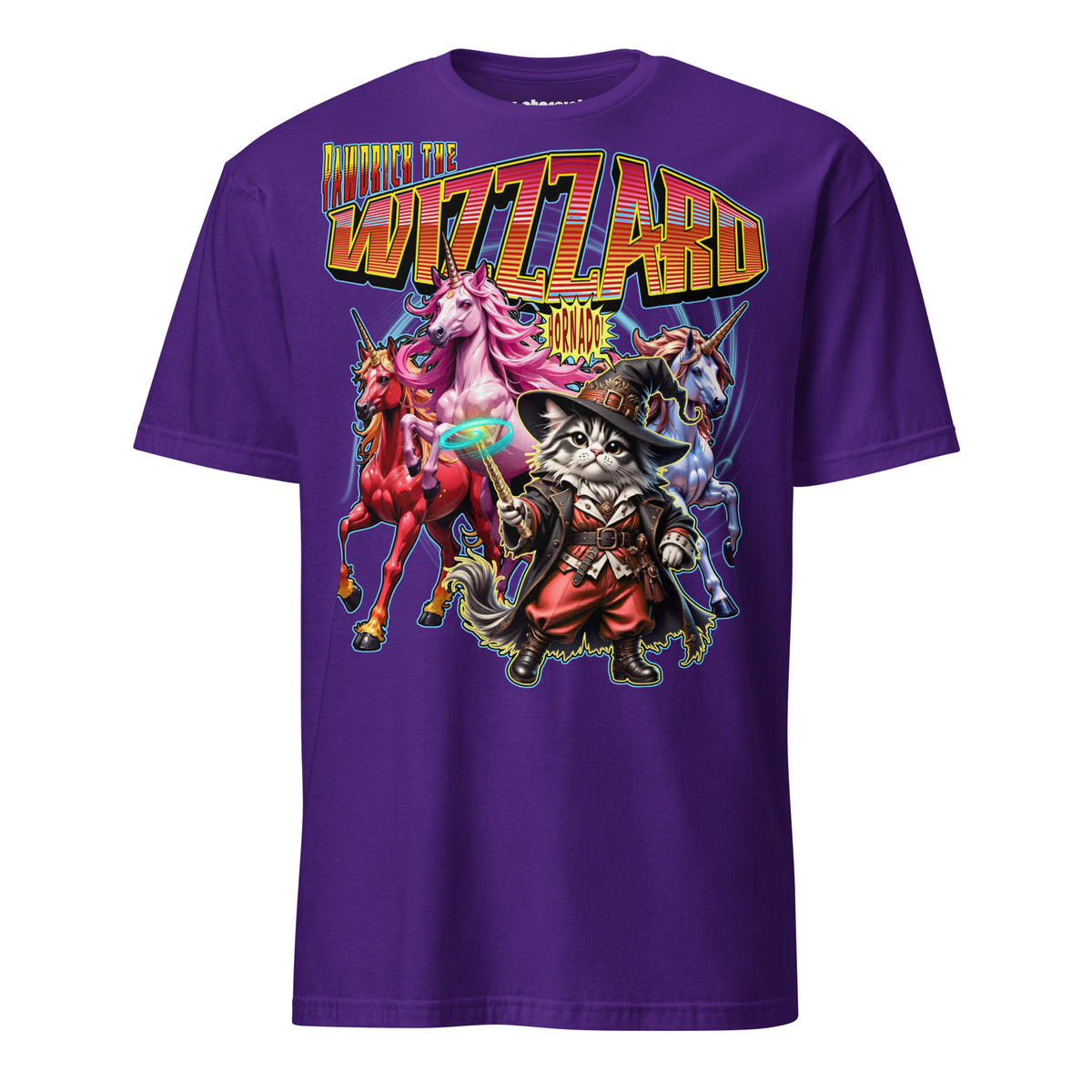  Pawdrick dem Zauberer, dessen „Hornado“ ein Rudel Einhörner herbeiruft statt eines Tornados. Entdecke das humorvolle Winterpink T-Shirt voller Magie, Vielfalt und Fantasie.