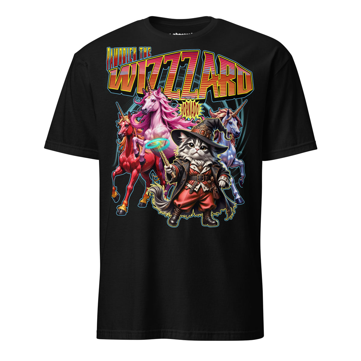  Pawdrick dem Zauberer, dessen „Hornado“ ein Rudel Einhörner herbeiruft statt eines Tornados. Entdecke das humorvolle Winterpink T-Shirt voller Magie, Vielfalt und Fantasie.