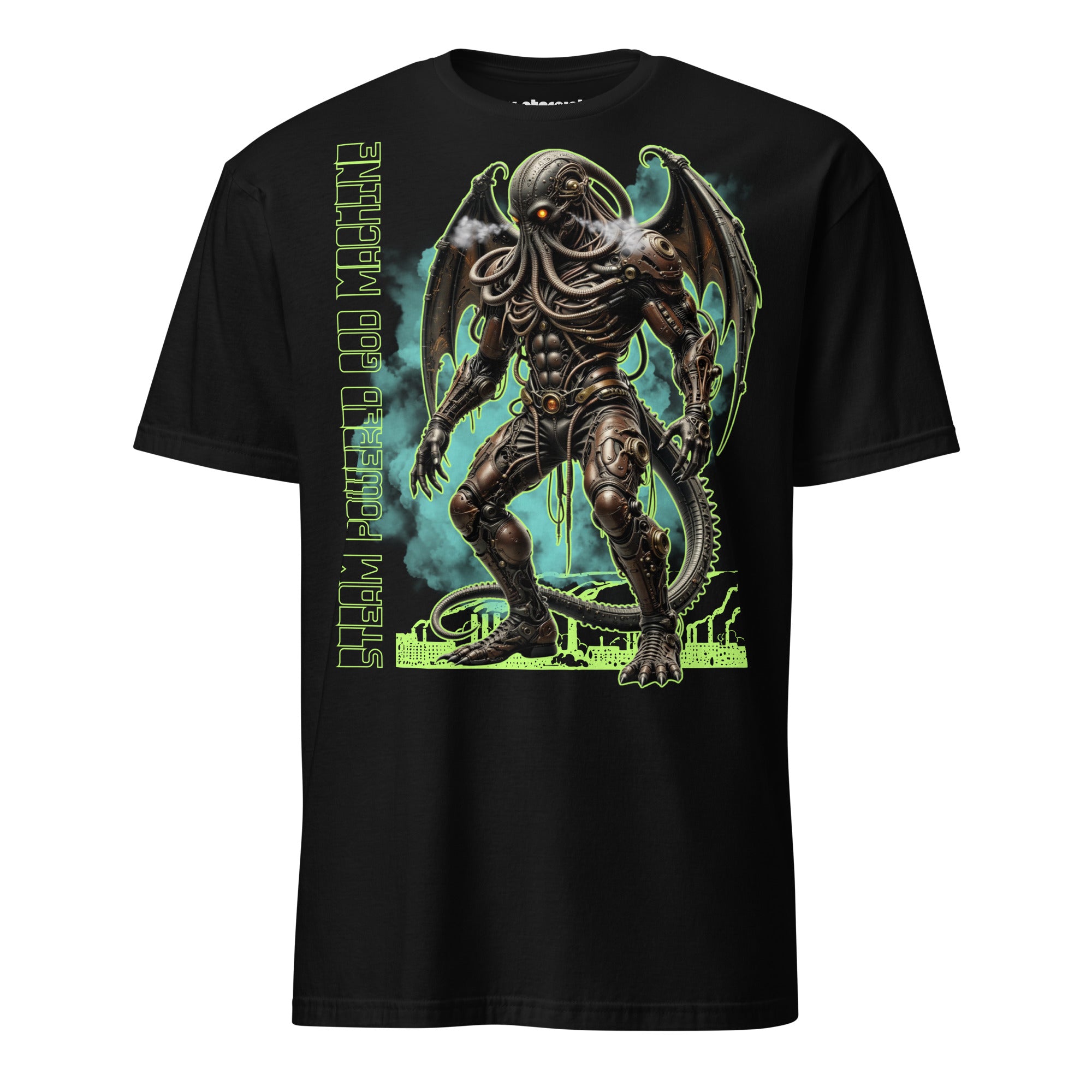 Steampunk Cthulhu als mechanische Gottheit aus Stahl, Zahnrädern und Tentakeln auf Winterpink T-Shirt